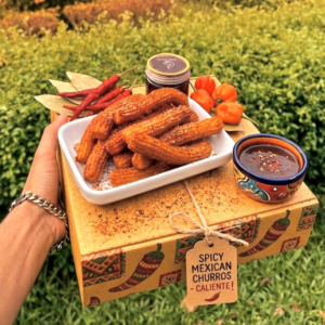 Crispy Spicy Churros served with fiery red dip by Sultani Delights